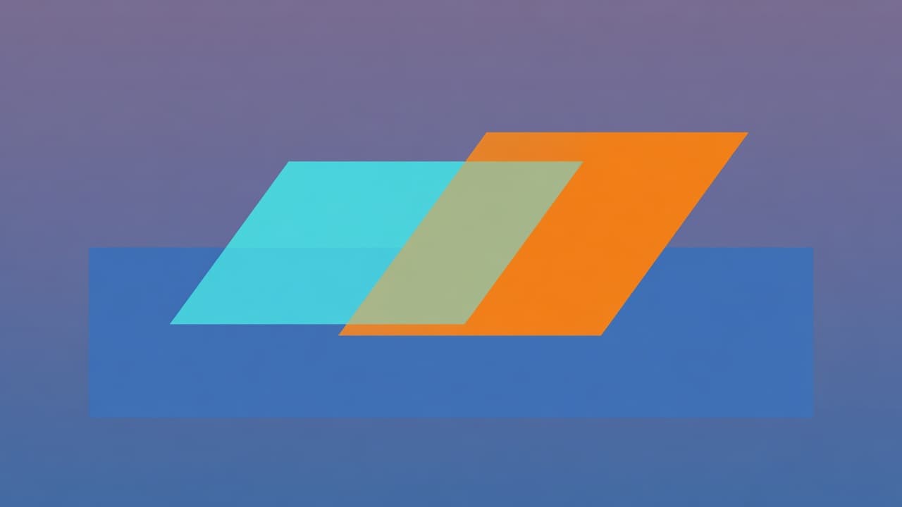 Three translucent geometric shapes overlap in a vertical stack against a neutral background. The minimal composition features smooth gradient transitions, symbolizing the layered security of email protocol verification systems.