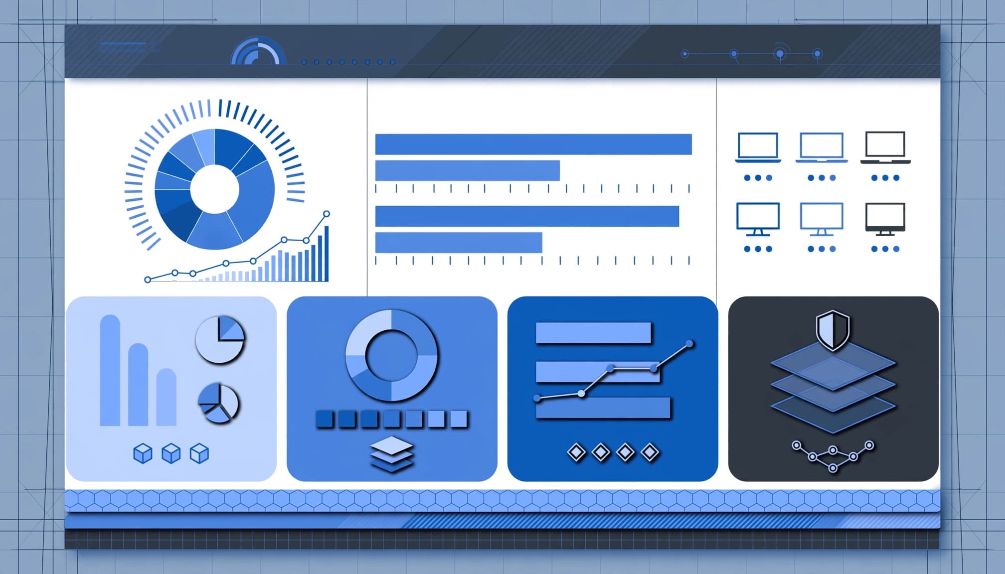 Technical dashboard comparing enterprise licenses, costs, endpoints, and shared-device policies.