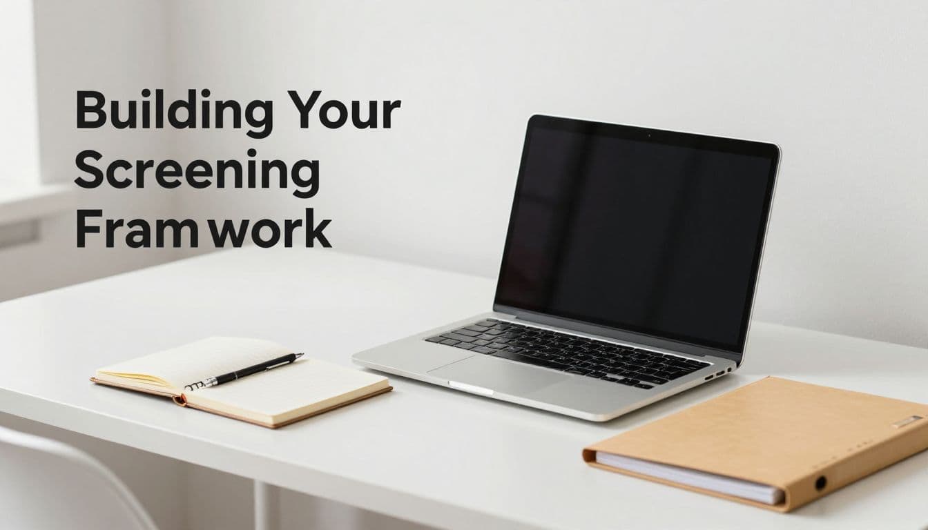 A sleek white desk surface features a closed silver laptop, a spiral-bound notebook, and an open file folder. Soft daylight illuminates the organized setup against a neutral, minimalist wall background.