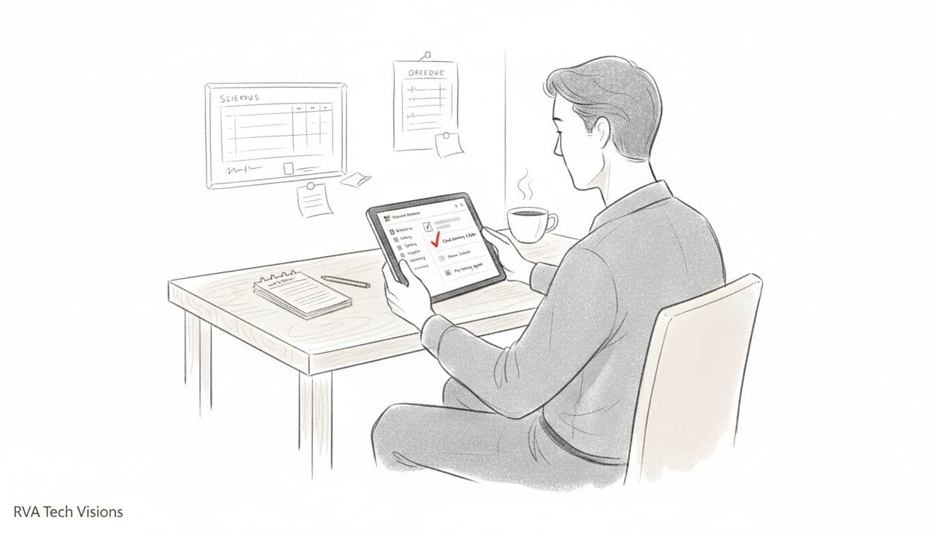 Manager reviewing tasks and channels on a tablet